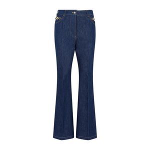PATOU High-Waisted Flared Jeans with Gold Hardware Women BLUE Pants